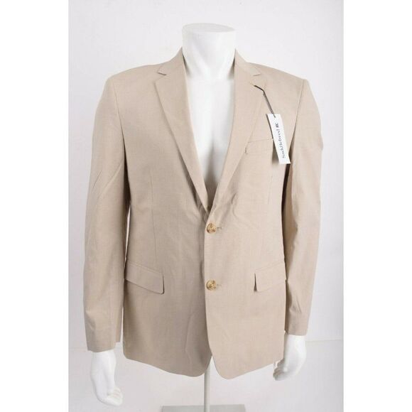 Saddlebred Mens Suit Jacket Blazer Sport Coat Size 40 R Beige Tan Cotton NWT - Picture 1 of 6